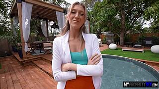 hey that hot realtor is thanking her friend with some wild milf sex action