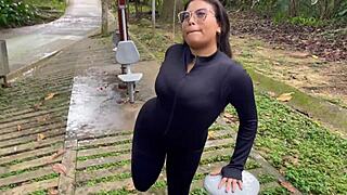 I bang a stranger with a massive cock in the public park almost getting caught