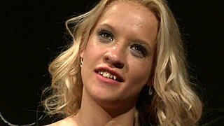 euro babe bound in stockings for rough maledom blowjob yet craves tasting cum in garage