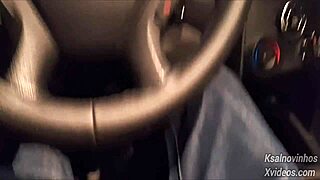 Risky public handjob happens to hot teen girl on the street from passing car