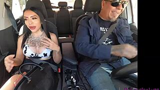 CASTING a tattooed skinny Latina Baby Kat with doggystyle riding and pussy licking by Luis Garay.