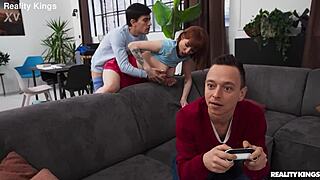 Gamer grind with athletic redhead in reality kings action