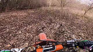 hey, what happens when a dirtbike ride turns wild with outdoor blowjob and cum swallow?