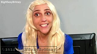 big n sexy britney dressed as cheerleader gave blowjob and took anal in homemade roleplay with cum in mouth and facial