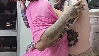 arrived home from work and let the naughty crossdresser fuck me all over the house