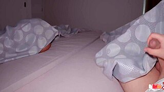 The stepson shares one bed with stepmom leading to forbidden rough sex. It ends in deepthroat blowjob and creampie in bedroom POV.