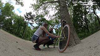 Fucking that slut Alice Maze with deep anal pounding, fisting her big pussy on the couch