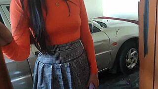 Latina teen visits her stepbrother for a quick chat and some fun