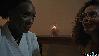 Lesbian black panthers Ana Foxxx and Scarlit Scandal engage in a scandalous taboo session. They focus on fingering and licking for mutual pleasure.