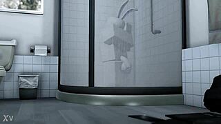 blue girl engages in intimate encounter