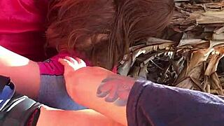 intriguing outdoor anal with fuck doll as sex toy