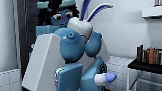 blue girl engages in intimate encounter