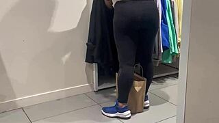 Whoa, check out that round latina booty in see thru leggings, it's just popping out there.