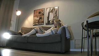 Busty Natural Big Tits Big Ass Thick Thighs Sexy Milf Reads Book And Takes Panties Off On Couch?