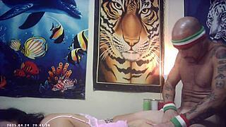 First Timer Brunette Glasses Cam Footage