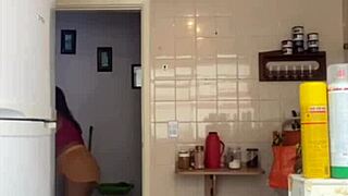 Bold exposure as husband catches wife flashing big pussy in bikini on balcony