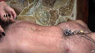 scratching his chest and belly wildly with my long natural nails until red marks