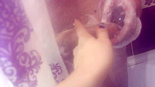 Stepmom, I'm spying on you in the shower with blonde hair and blue eyes, now suck my cock and jerk off until cum in mouth.