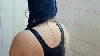 Wild hot just married Desi bhabi takes a naked bath, showing off her big ass and tits! 🛁💦