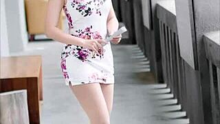 Helene TW jerk off challenge part 4 Chinese dress 😏 cute Asian cosplay compilation with horny costume game and contest fun