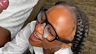 Raven Swallows the petite slut takes huge cock deep in her ass and swallows!