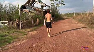 fomos pegos transando na cachoeira with cum on tits and pierced nipples action