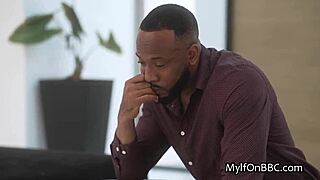 Milf tries big black cock hardcore blowjob in lingerie after breakup. Redhead housewife takes monster cock interracial with big tits.