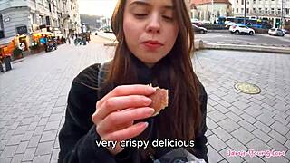 Cute petite Hungarian teen Jamie Young rides monster cock in rough Budapest sex vlog