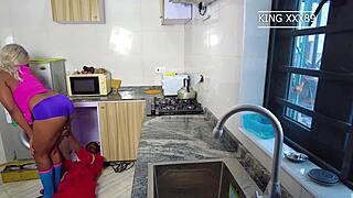 Plumber seduces housewife in kitchen for wild sex while husband's away 😏