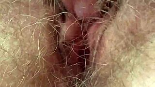 Personal hairy mommy masturbates her beaver