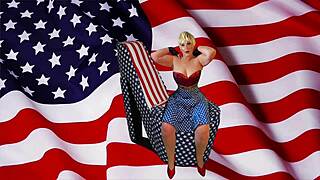 Granny usa patriotic stick lick & dick creampie