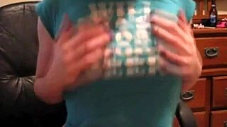 Tiny redhead teen slut shows small tits in closeup solo cam orgasm.