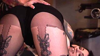 Alt busty babes bound in bdsm threesome with choking and rough fucking