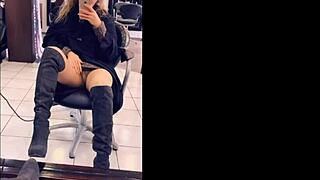 Amateur Milf Flashing Pussy and Masturbating in Car on Highway