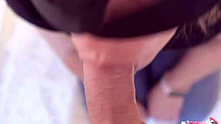 She delivered the best blowjob ever, taking it deep in her mouth. He loved the taste of cum on her lips during this homemade session.