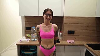 housemaid takes hard ass fuck and gets facial cumshot