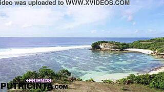 Asian Babe Putri Cinta Fingering Her Bum Hole At The Beach