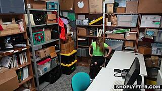 Horny Thick Blonde Teen Shoplifter Alexa Raye Seduces Security Officer with Blowjob!