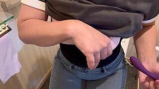 this japanese amateur brunette gets excited masturbating in a smelly toilet as college girl