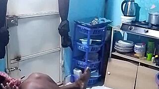 African amateur bends over in kitchen for wet doggystyle ebony pounding pt1