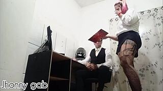 Secretaria Tiffany Montavani rides boss Jhonny Gab's big cock with her huge tits bouncing wildly