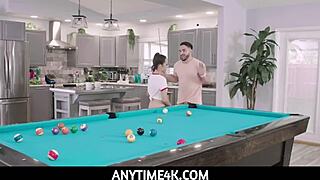 anytime4k - teen 18+ gets free used on a pool table with blowjob and fucking - freya von doom