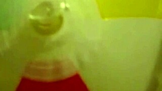 Sophie contrasts hairy blonde teen masturbation with balloons in living room versus steamy bathroom fetish play