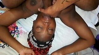 Ebony Slut Deepthroats Huge Black Cock and Swallows Cumload