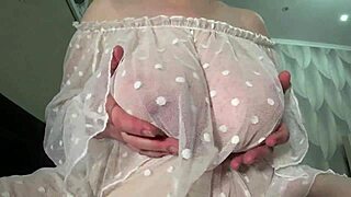 Gorgeous Big Boobs Close-Up from Adorable Chubby Blonde Mature Milf with Saggy Tits