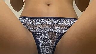 Tight horny Latina teen masturbates her wet pussy solo to rough orgasm.