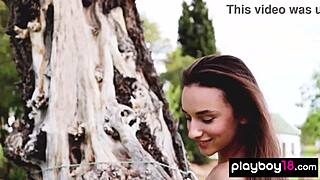 in a serene outdoor setting, the glamorous big-boobed ukrainian beauty gloria sol strips lingerie slowly, revealing her naked form while resting elegantly in a hammock with softcore allure.