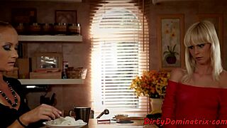 hey, that redhead lezdom has her sub babe playing with toys in bondage