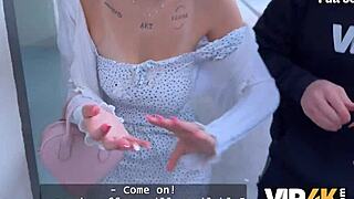 young czech beauty with natural tits cheats on boyfriend in front of him during street pickup for cash