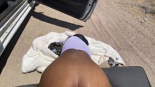 Why does petite ebony cheat on white boyfriend with big black cock doggystyle outdoors?